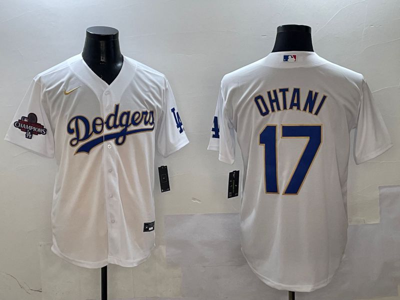 Men Los Angeles Dodgers 17 Ohtani White Blue Game 2025 Nike MLB Jersey style 4022